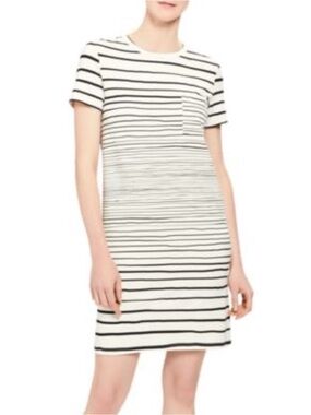 Theory Black and White Striped T-Shirt Shift Dress